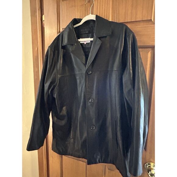 Vintage 90's Calvin Klein 100% Genuine Leather Black Lightweight Jacket Size XL - Picture 1 of 7